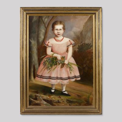 Full Length Portrait of a Young Girl Wearing a Pink Dress