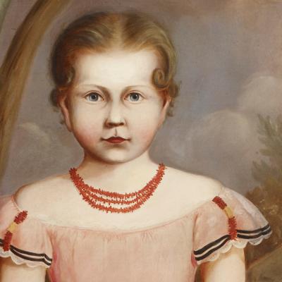 Full Length Portrait of a Young Girl Wearing a Pink Dress