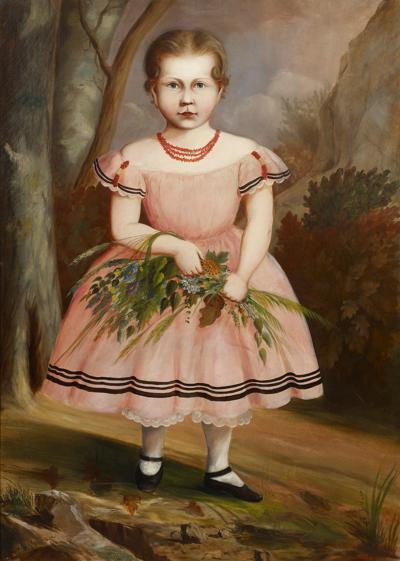 Full Length Portrait of a Young Girl Wearing a Pink Dress