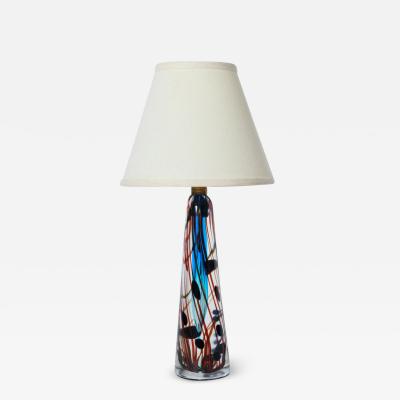 Fulvio Bianconi Fulvio Bianconi Style Murano Blue Art Glass Table Lamp