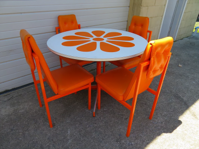 Fun Orange Slice 1960s Dining Table Four Chairs Probber Style Mid Century Modern