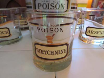 Fun Set of Six Name Your Poison Rocks Glasses Ice Bucket Mid Century Modern