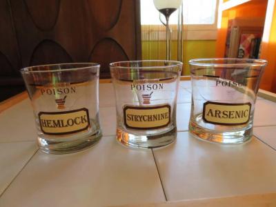 Fun Set of Six Name Your Poison Rocks Glasses Ice Bucket Mid Century Modern