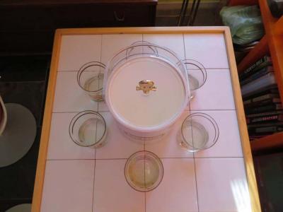 Fun Set of Six Name Your Poison Rocks Glasses Ice Bucket Mid Century Modern