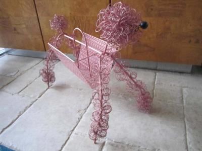 Fun Whimsical 1950s Pink Poodle Magazine Rack