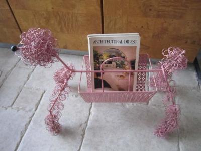 Fun Whimsical 1950s Pink Poodle Magazine Rack