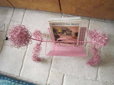 Fun Whimsical 1950s Pink Poodle Magazine Rack