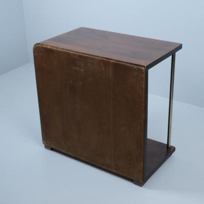Functionalist Art Deco Side Table in Dark Birch and Tubular Steel Finland 1930s