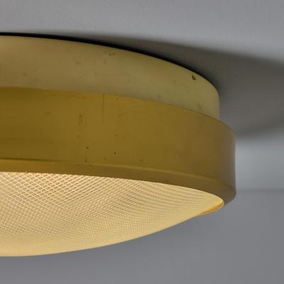 G C M E Large Rare 1960s G C M E Brass Textured Glass Flush Mount