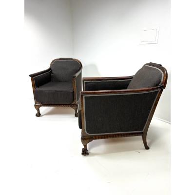 G H Wrange 1930s Pair of Swedish Lounge Chairs by G H Wrange