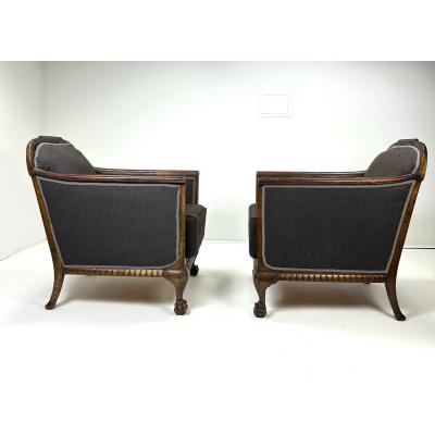 G H Wrange 1930s Pair of Swedish Lounge Chairs by G H Wrange