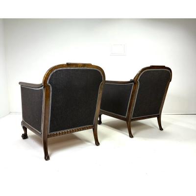 G H Wrange 1930s Pair of Swedish Lounge Chairs by G H Wrange