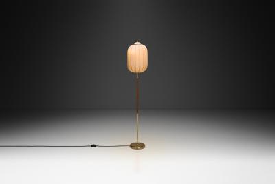 G Holman Floor Lamp with Wooden Detail by G Holman Finland 1950s
