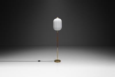 G Holman Floor Lamp with Wooden Detail by G Holman Finland 1950s