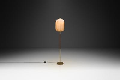 G Holman Floor Lamp with Wooden Detail by G Holman Finland 1950s