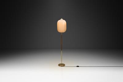 G Holman Floor Lamp with Wooden Detail by G Holman Finland 1950s