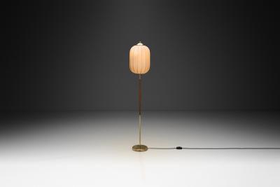 G Holman Floor Lamp with Wooden Detail by G Holman Finland 1950s