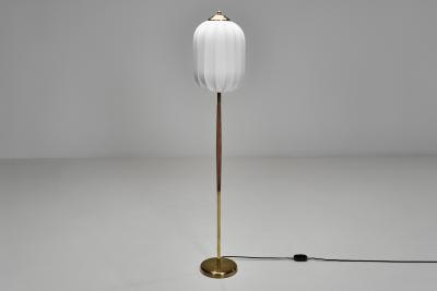 G Holman Floor Lamp with Wooden Detail by G Holman Finland 1950s