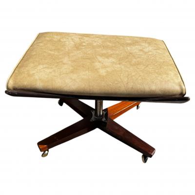 G Plan Vintage Creme Tufted Leather G Plan Swivel Lounge Chair and Ottoman