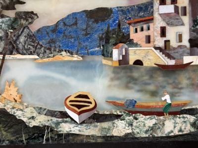 G Ugolini Pietra Dura Landscape with Figure 