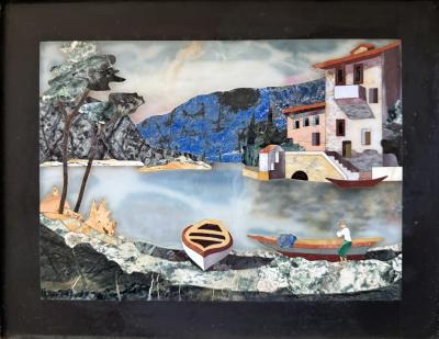 G Ugolini Pietra Dura Landscape with Figure 