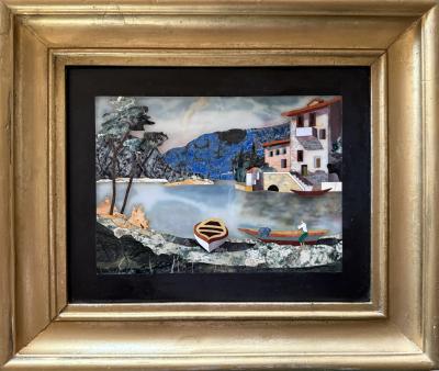 G Ugolini Pietra Dura Landscape with Figure 