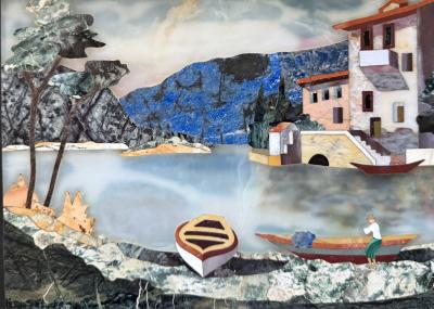G Ugolini Pietra Dura Landscape with Figure 