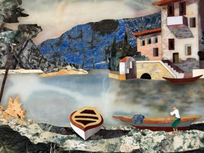 G Ugolini Pietra Dura Landscape with Figure 