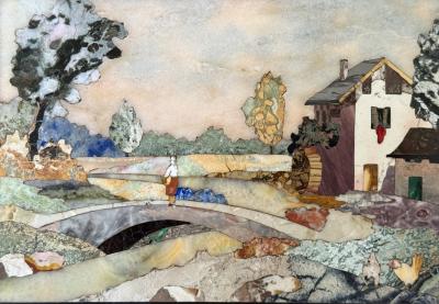 G Ugolini Pietra Dura Old Mill with Figure 