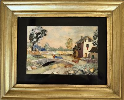 G Ugolini Pietra Dura Old Mill with Figure 