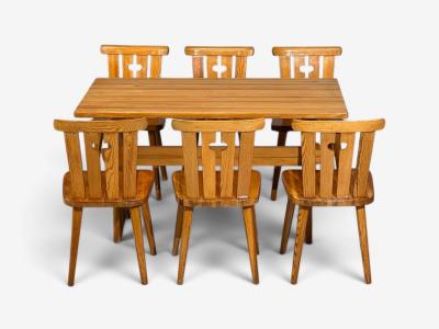 G ran Malmvall G ran Malmvall Dining Table and Six Chairs Pine Sweden 1970s