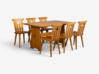G ran Malmvall G ran Malmvall Dining Table and Six Chairs Pine Sweden 1970s