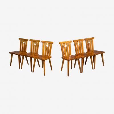 G ran Malmvall Six Dining Chairs Pine Sweden 1970s