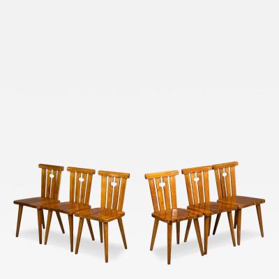 G ran Malmvall Six Dining Chairs Pine Sweden 1970s