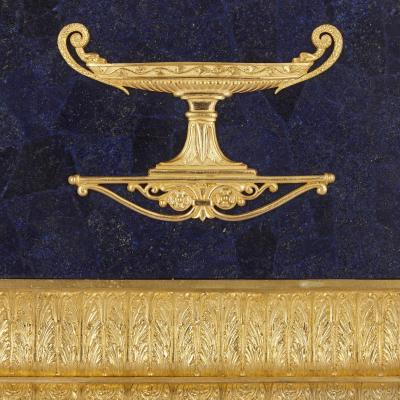 G rard Jean Galle Restauration period gilt bronze mounted lapis mantel clock