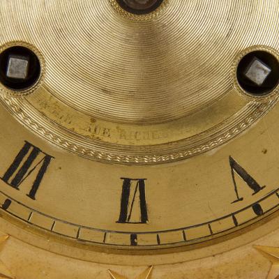 G rard Jean Galle Restauration period gilt bronze mounted lapis mantel clock