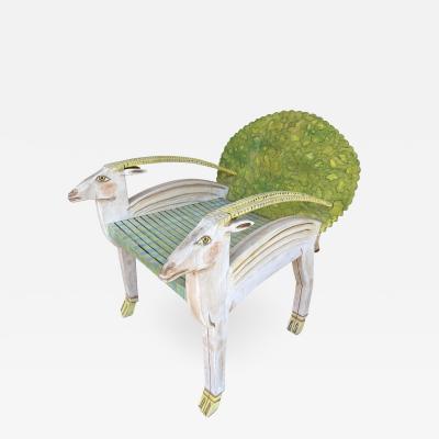 G rard Rigot Antelope Armchair Painted Wood by G rard Rigot France 1980s