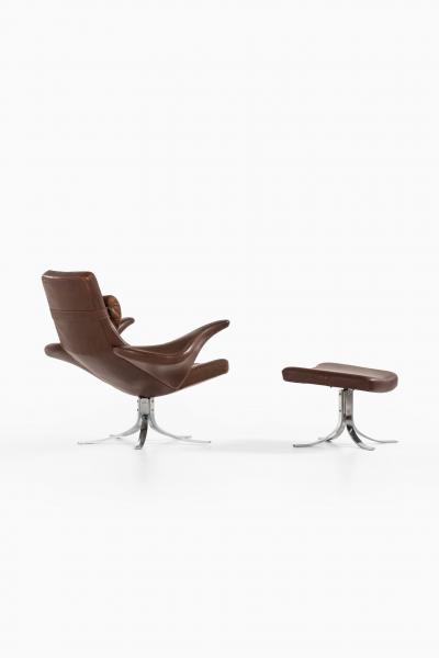 G sta Berg Easy Chair with Stool Model M sen Seagull Produced by Fritz Hansen