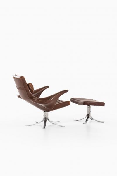 G sta Berg Easy Chair with Stool Model M sen Seagull Produced by Fritz Hansen