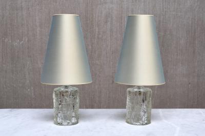 G te Augustsson Pair of G te Augustsson Glass Table Lamps Ruda Glasbruk Sweden 1960s