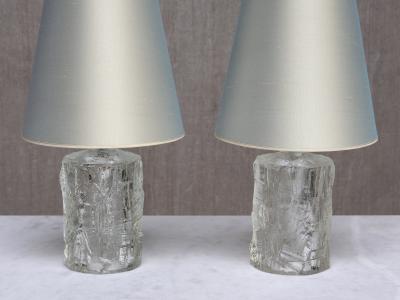 G te Augustsson Pair of G te Augustsson Glass Table Lamps Ruda Glasbruk Sweden 1960s