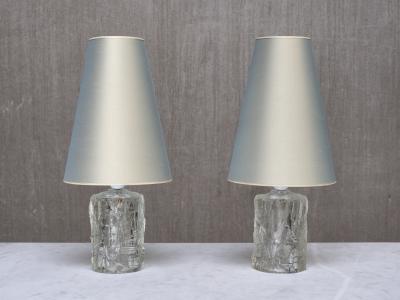 G te Augustsson Pair of G te Augustsson Glass Table Lamps Ruda Glasbruk Sweden 1960s
