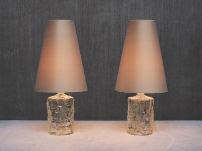 G te Augustsson Pair of G te Augustsson Glass Table Lamps Ruda Glasbruk Sweden 1960s