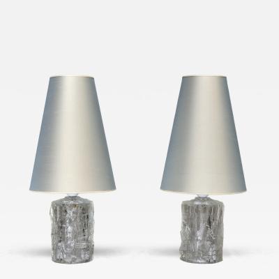 G te Augustsson Pair of G te Augustsson Glass Table Lamps Ruda Glasbruk Sweden 1960s