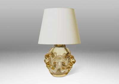 G te Augustsson Pair of Table Lamps in Champaigne Tint Glass by G te Augustsson for Ruda