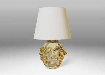 G te Augustsson Pair of Table Lamps in Champaigne Tint Glass by G te Augustsson for Ruda