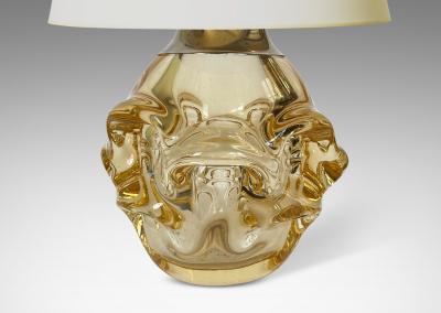 G te Augustsson Pair of Table Lamps in Champaigne Tint Glass by G te Augustsson for Ruda