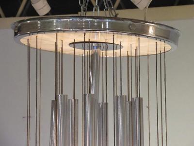 GAETANO SCOLARI Italian Modern Polished Chrome Chandelier Scolari 1960s