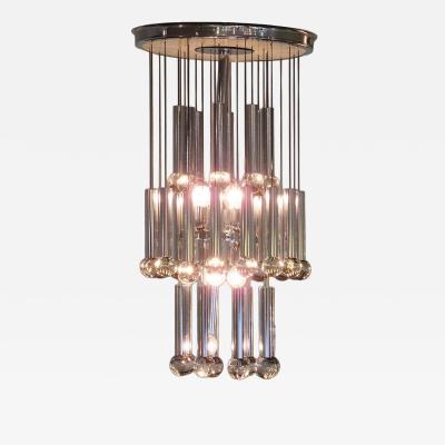 GAETANO SCOLARI Italian Modern Polished Chrome Chandelier Scolari 1960s