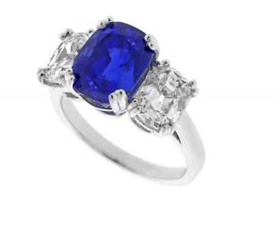 GEM BURMA 5 72 CARAT NON HEATED A G L SAPPHIRE AND DIAMOND RING